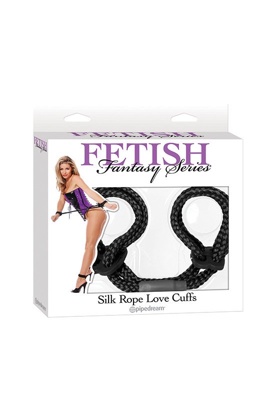 Fetish Fantasy Series Silk Rope Love Cuffs - Black