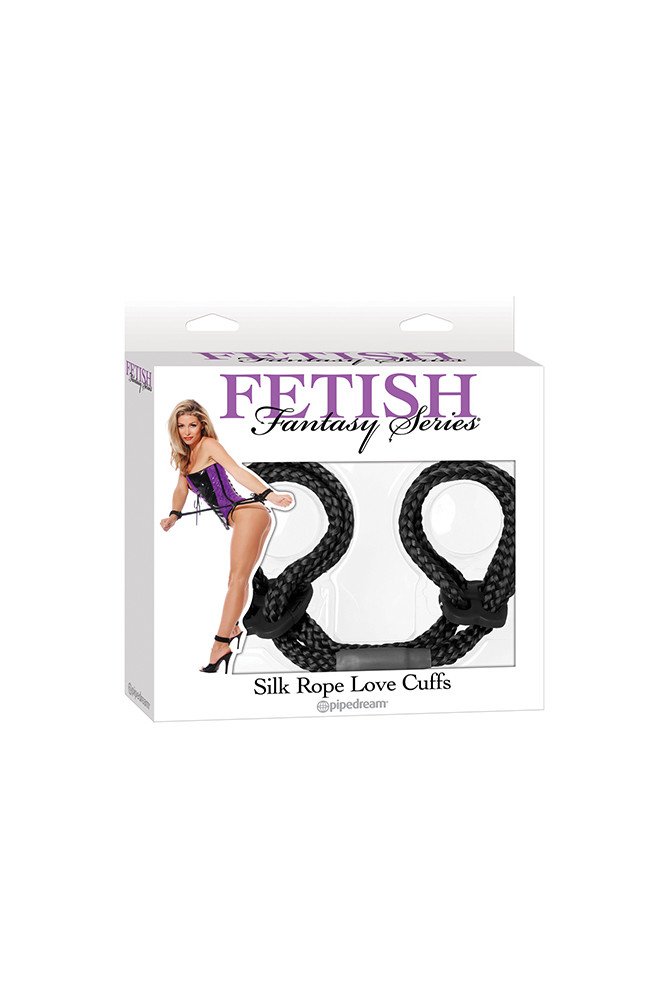 Fetish Fantasy Series Silk Rope Love Cuffs - Black