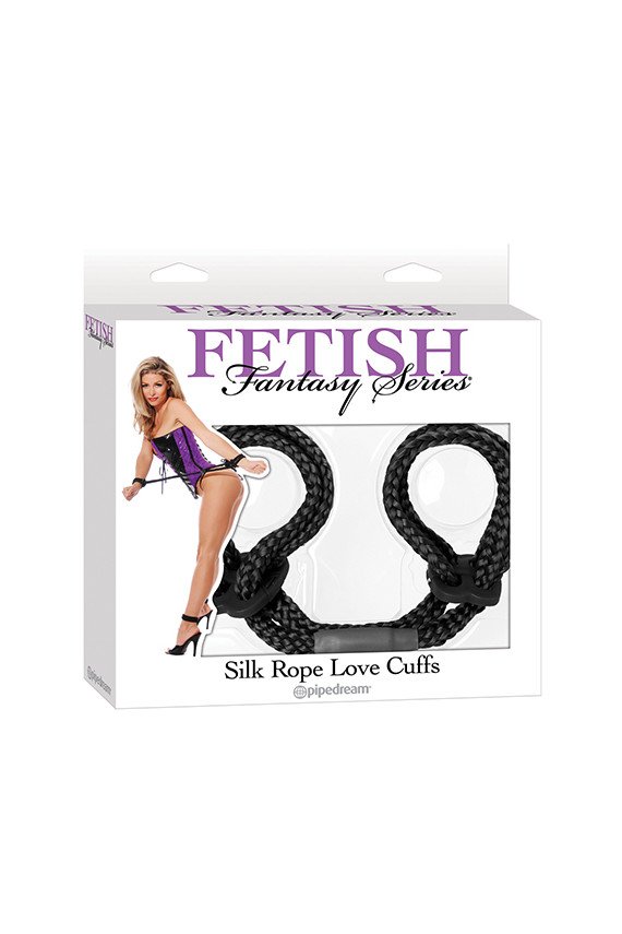 Fetish Fantasy Series Silk Rope Love Cuffs - Black