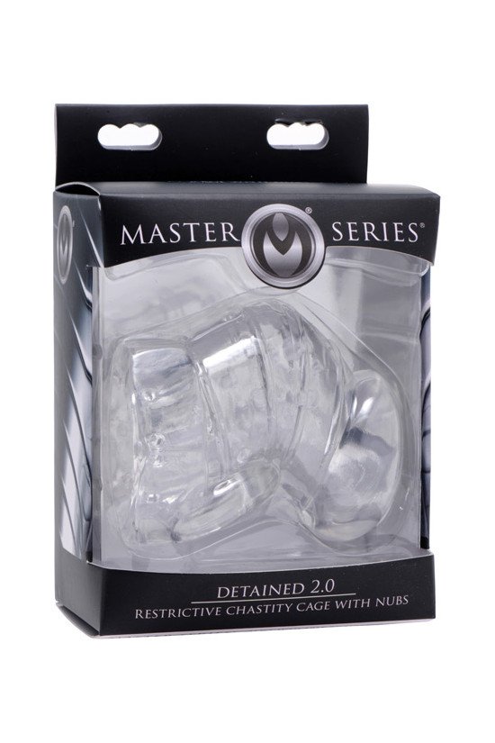Master Series Detained 2.0 Restrictive Chastity Cage w/Nubs - Clear