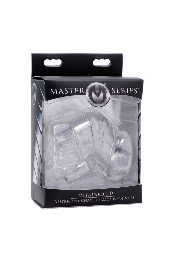 Master Series Detained 2.0 Restrictive Chastity Cage w/Nubs - Clear