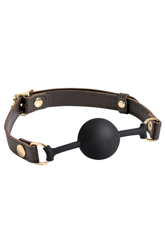 Spartacus Silicone Ball Gag - Brown Leather Strap 43 mm Ball