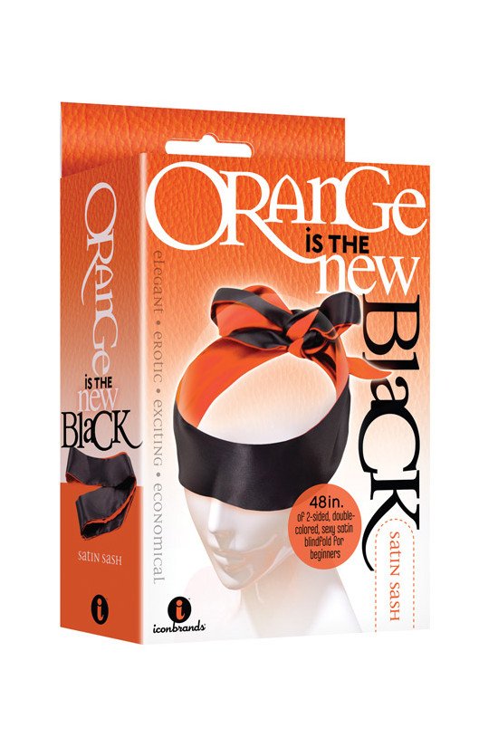 The 9's Orange is the New Black Satin Sash Reversible Blindfold