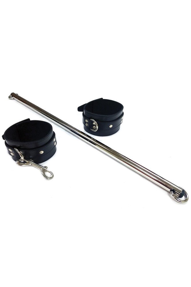 Rouge Leather Leg Spreader Bar w/Black Cuffs