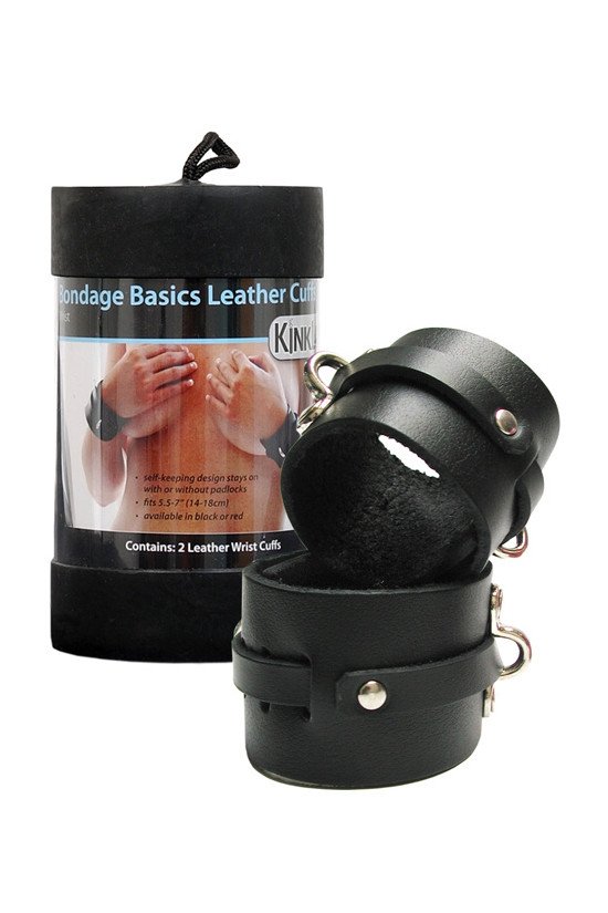 KinkLab Leather Wrist Cuffs - Black