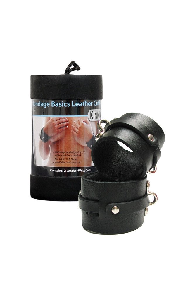 KinkLab Leather Wrist Cuffs - Black