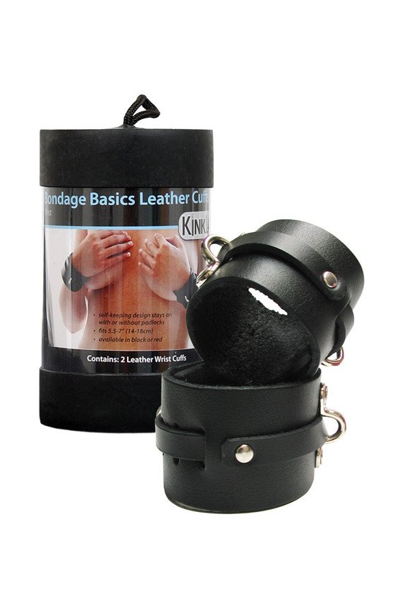 KinkLab Leather Wrist Cuffs - Black