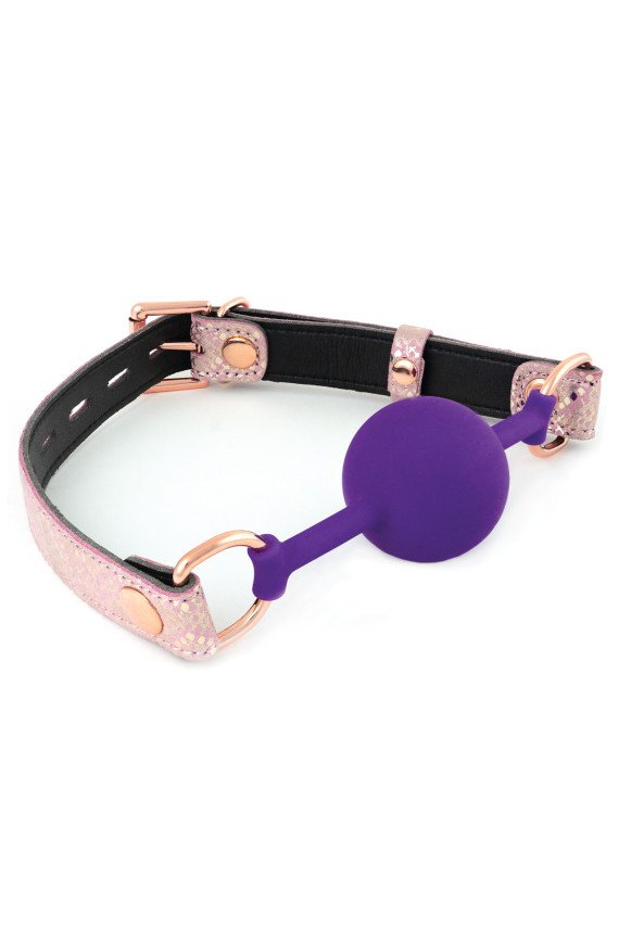 Spartacus Silicone Gag w/Leather Lining - Pink Snakeskin Micro Fiber