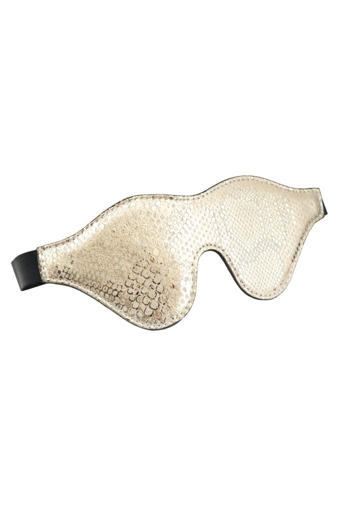 Spartacus Blindfold w/Leather - White Snakeskin Micro Fiber
