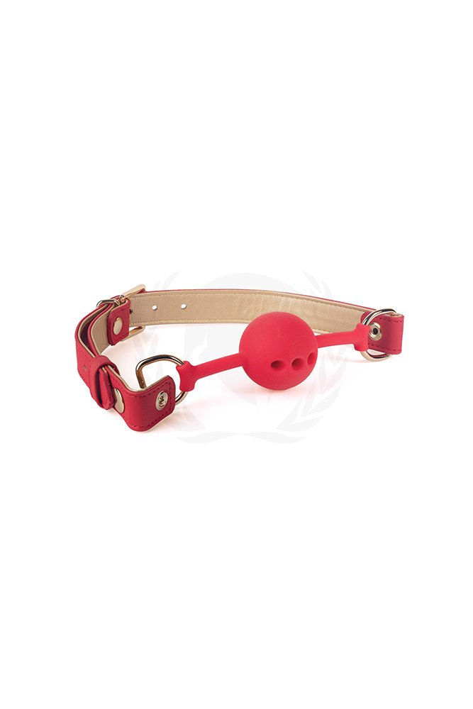 Spartacus Silicone Ball Gag w/Red Gold PU Straps - 46 mm