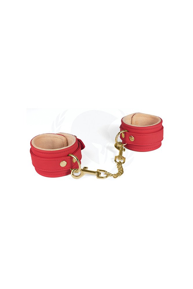 Spartacus PU Wrist Cuffs w/Plush Lining - Red