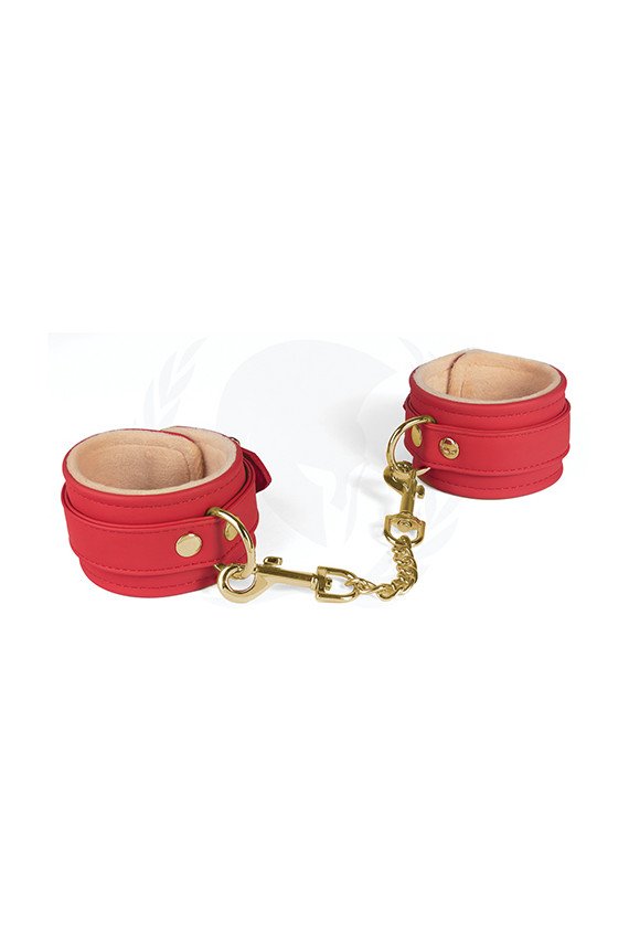 Spartacus PU Wrist Cuffs w/Plush Lining - Red