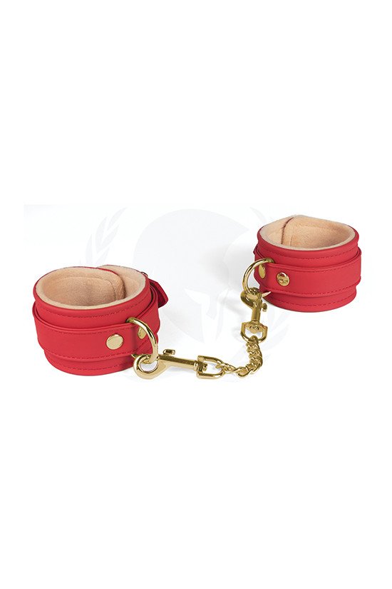 Spartacus PU Ankle Cuffs w/Plush Lining - Red