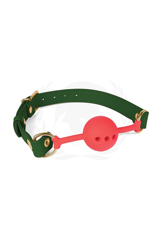 Spartacus Silicone Ball Gag w/Green PU Straps - 46 mm