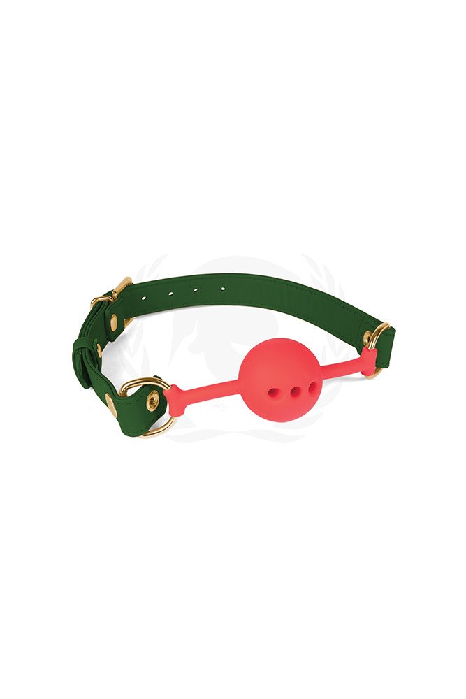 Spartacus Silicone Ball Gag w/Green PU Straps - 46 mm