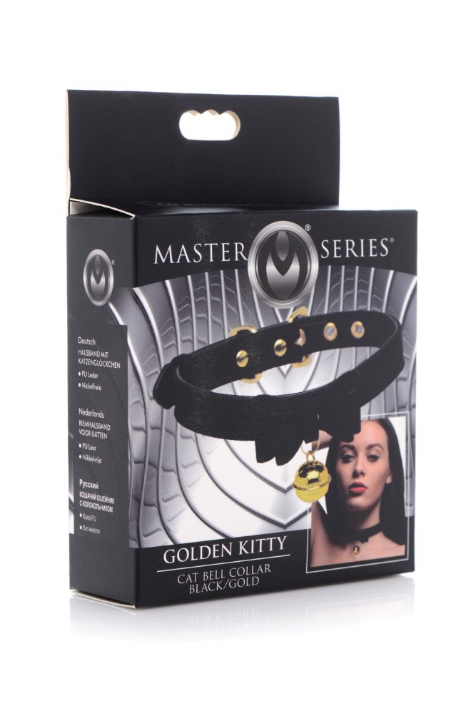 Master Series Golden Kitty Cat Bell Collar - Black/Gold