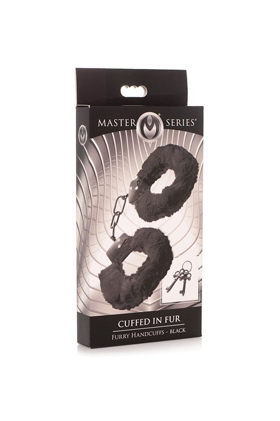Master Series Cuffed in Fur Furry Handcuffs - Black