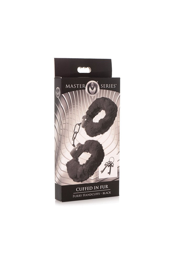 Master Series Cuffed in Fur Furry Handcuffs - Black
