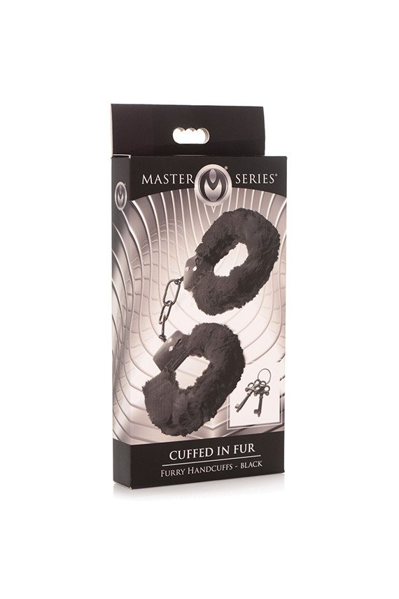Master Series Cuffed in Fur Furry Handcuffs - Black
