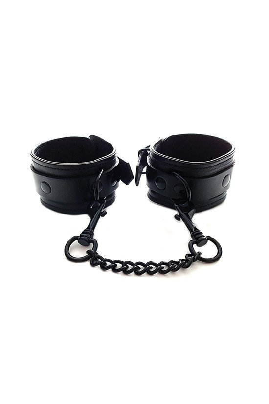 Rouge Leather Ankle Cuffs - Black with Black