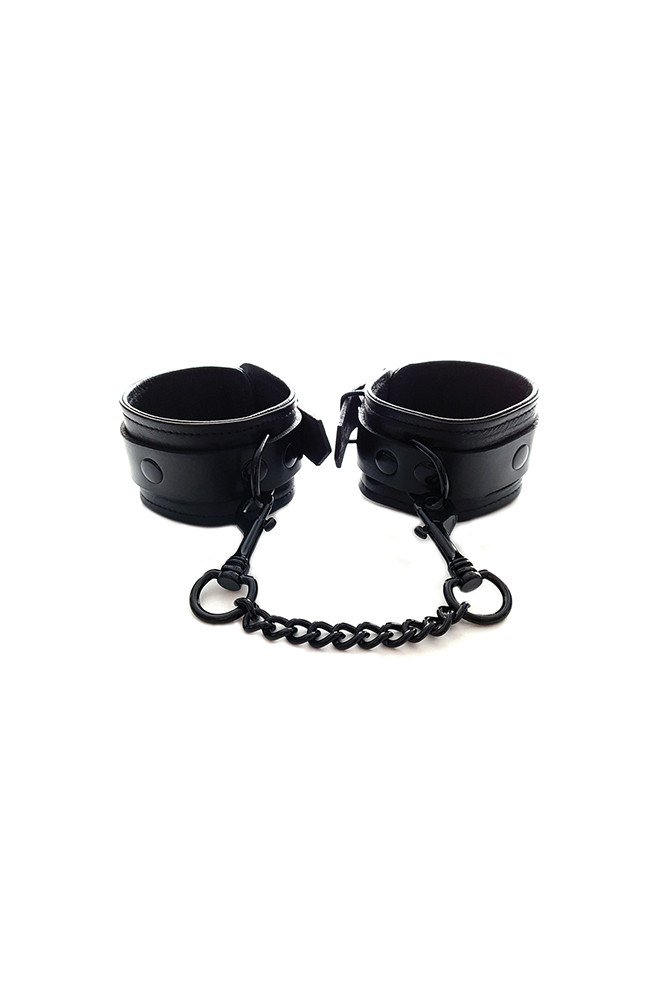 Rouge Leather Ankle Cuffs - Black with Black