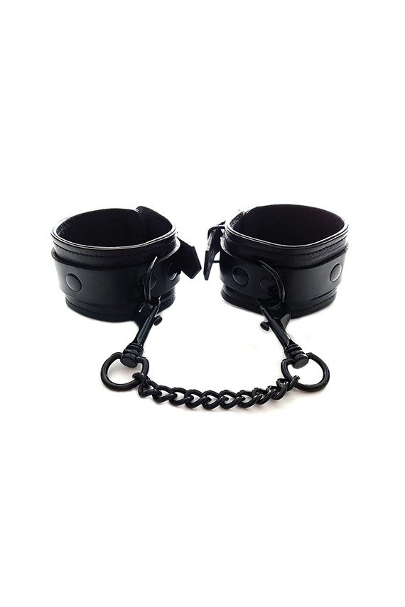 Rouge Leather Ankle Cuffs - Black with Black