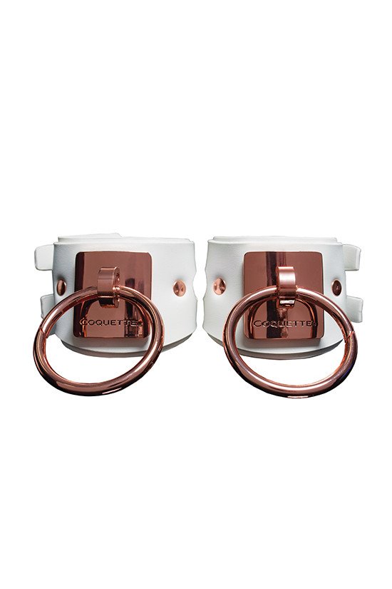 Pleasure Collection Adjustable Handcuffs - White/Rose Gold