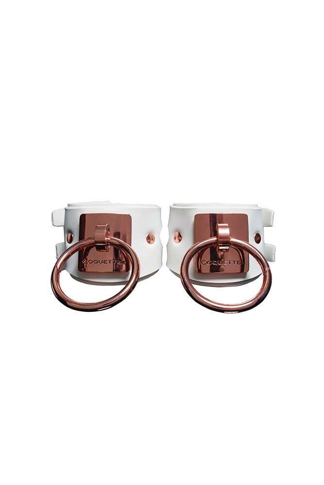 Pleasure Collection Adjustable Handcuffs - White/Rose Gold