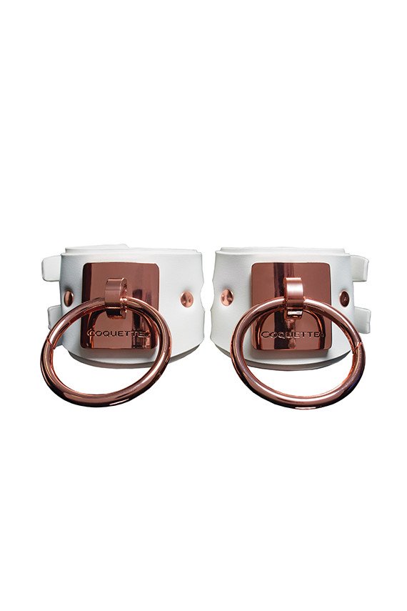 Pleasure Collection Adjustable Handcuffs - White/Rose Gold
