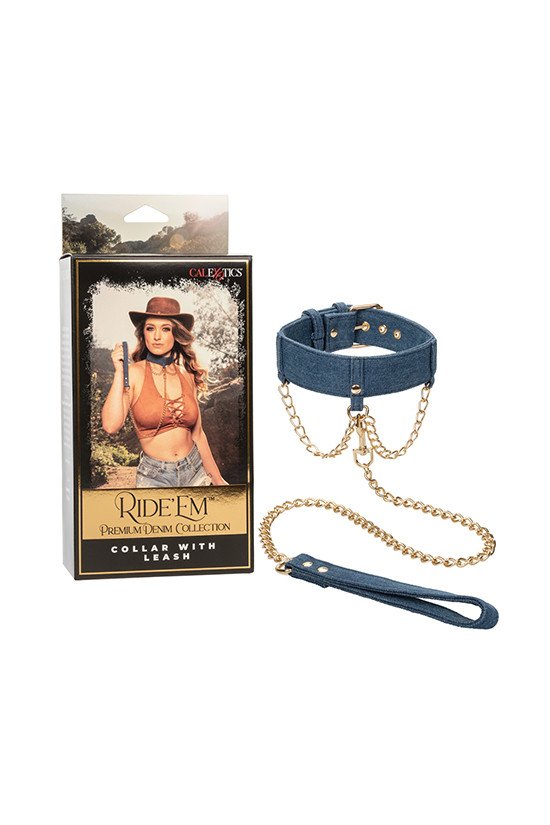 Ride 'Em Premium Denim Collection Collar w/Leash