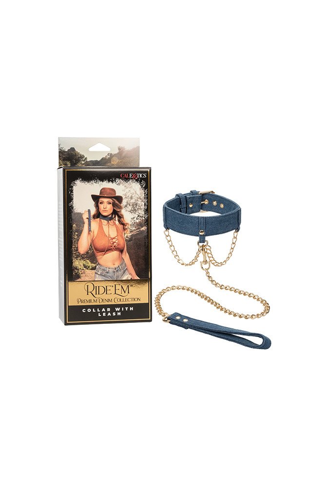 Ride 'Em Premium Denim Collection Collar w/Leash