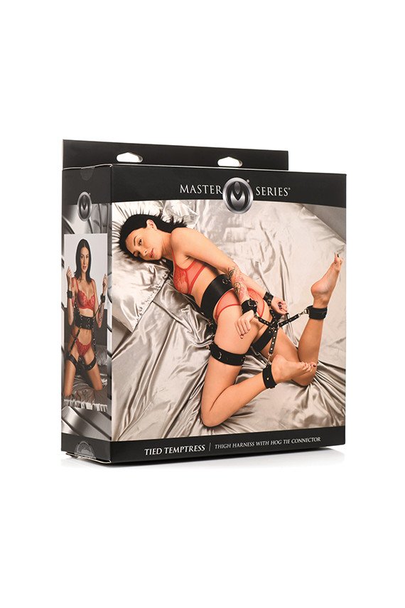 Master Series Tied Temptress Thigh Harness w/Hog Tie Connector - Black