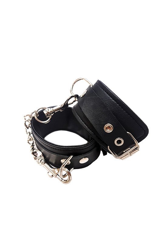 Rouge Fetish Play Vegan Leather Wrist Cuffs - Black