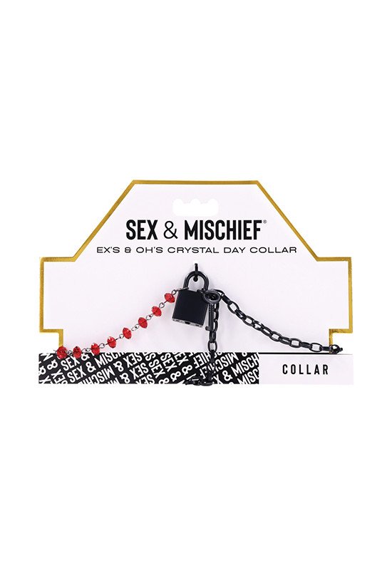 Sex & Mischief Ex's & Oh's Crystal Day Collar - Red/Black