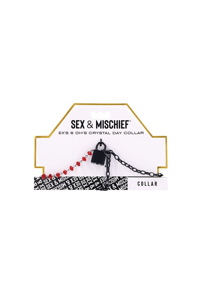 Sex & Mischief Ex's & Oh's Crystal Day Collar - Red/Black