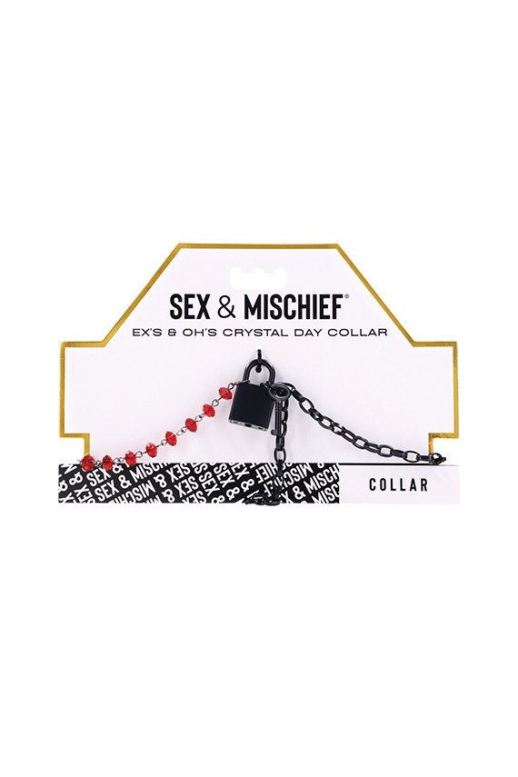 Sex & Mischief Ex's & Oh's Crystal Day Collar - Red/Black