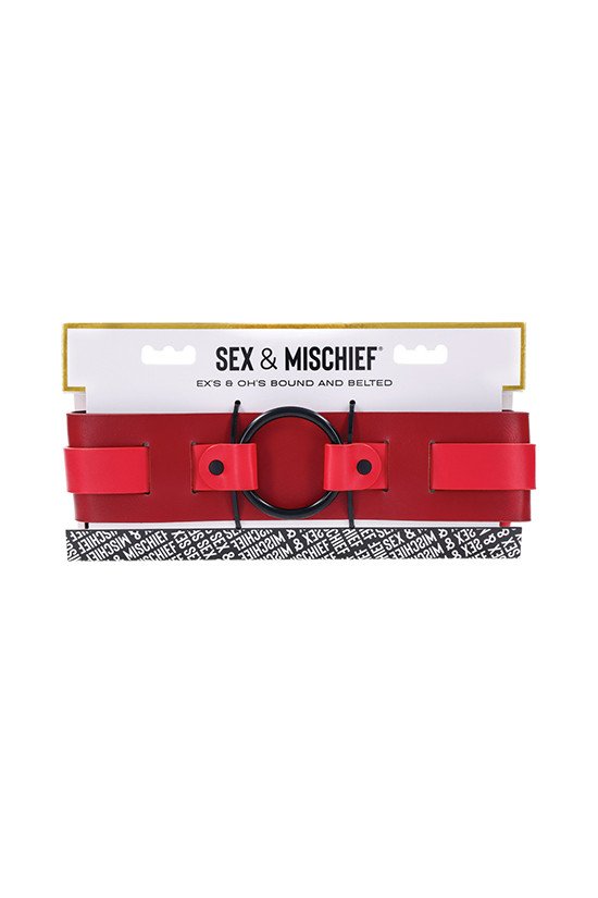 Sex & Mischief Ex's & Oh's Bound & Belted - Red/Black