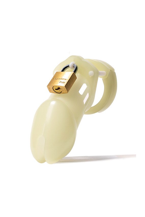 CB-6000 3 1/4" Cock Cage & Lock Set - Glow in the Dark
