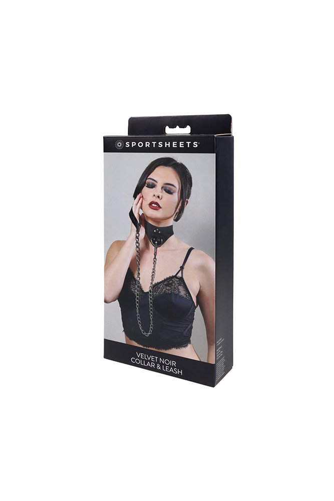 Sportsheets Velvet Noir Collar & Leash - Black