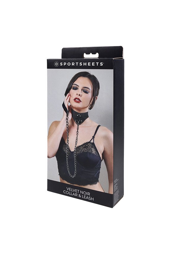 Sportsheets Velvet Noir Collar & Leash - Black