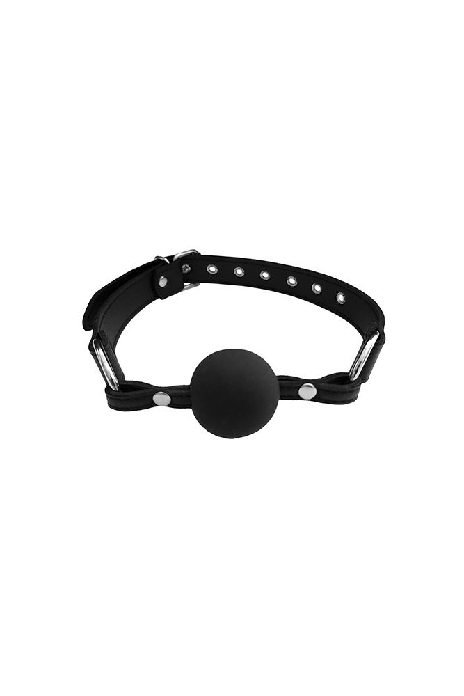 Rouge Fetish Play Vegan Leather Ball Gag - Black
