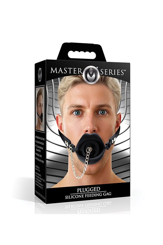 Master Series Plugged Silicone Feeding Gag - Black