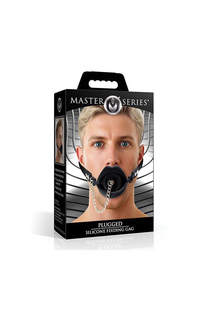 Master Series Plugged Silicone Feeding Gag - Black
