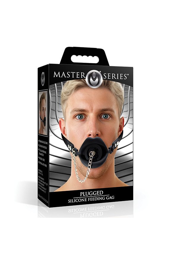 Master Series Plugged Silicone Feeding Gag - Black