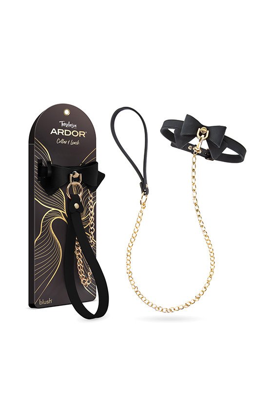 Blush Temptasia Ardor Collar & Leash w/Bow - Black