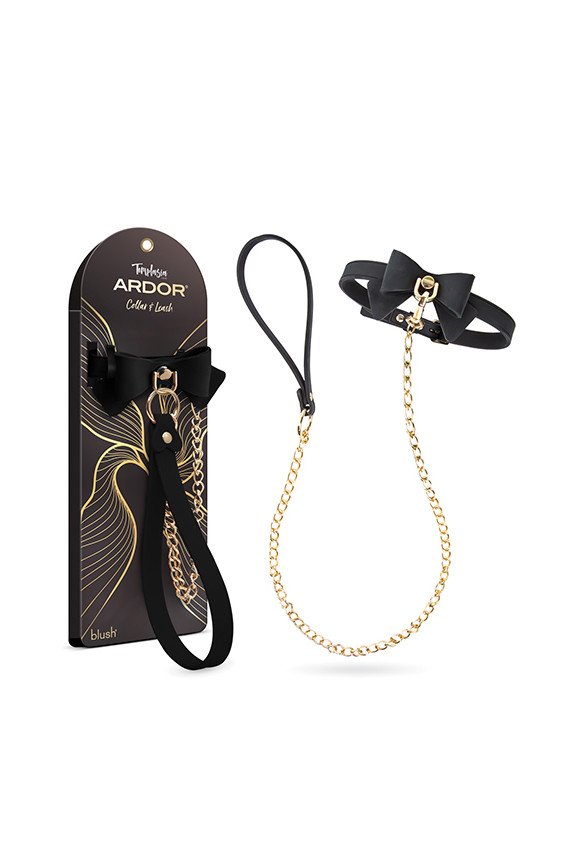 Blush Temptasia Ardor Collar & Leash w/Bow - Black
