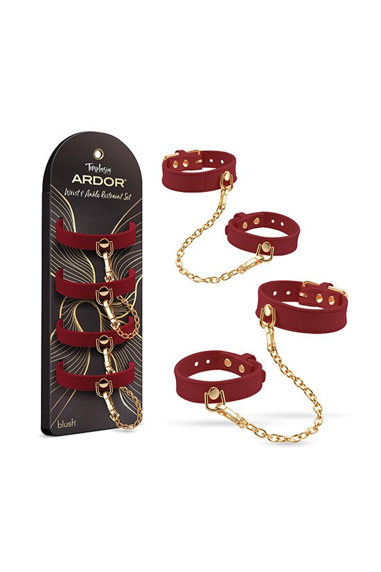 Blush Temptasia Ardor Wrist & Ankle Restraints - Red