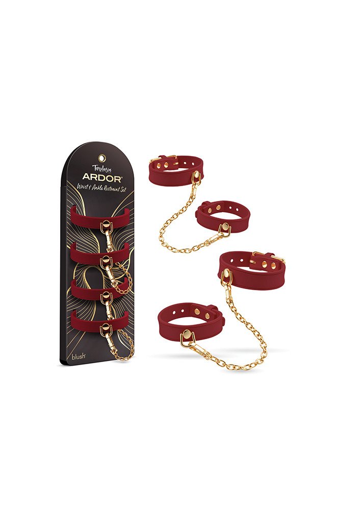 Blush Temptasia Ardor Wrist & Ankle Restraints - Red