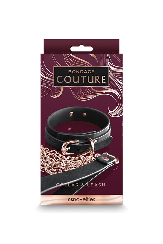 Bondage Couture Collar & Leash - Black