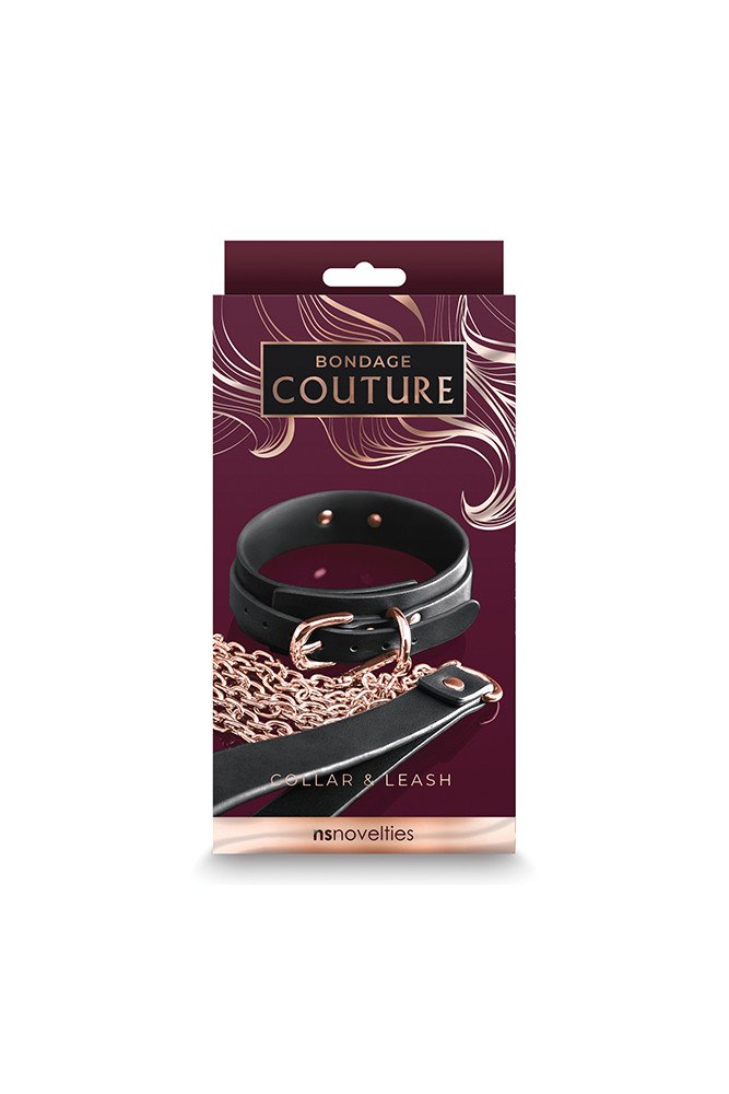 Bondage Couture Collar & Leash - Black